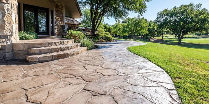 Specialist applying sealant to stamped concrete entryway in Aledo, TX for improved safety and durability